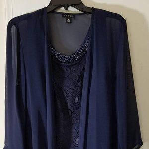 2PC Navy embroidered dress Mother Bride/Groom